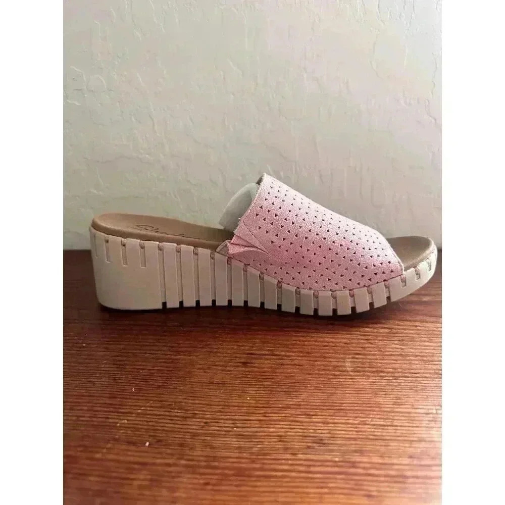 Skechers Womens Urban Escape Luxe Foam Pink Perforated Wedge Sandals Size 11 - Picture 4 of 13